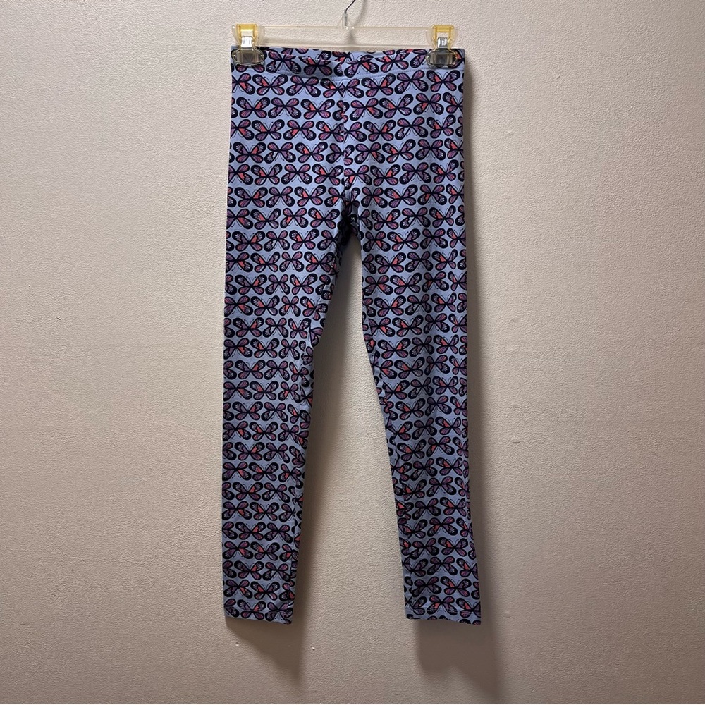 Joe Fresh Whimsical Butterfly Print Soft Comfy Leggings, Sz L/G 10-12, Blue/Pink